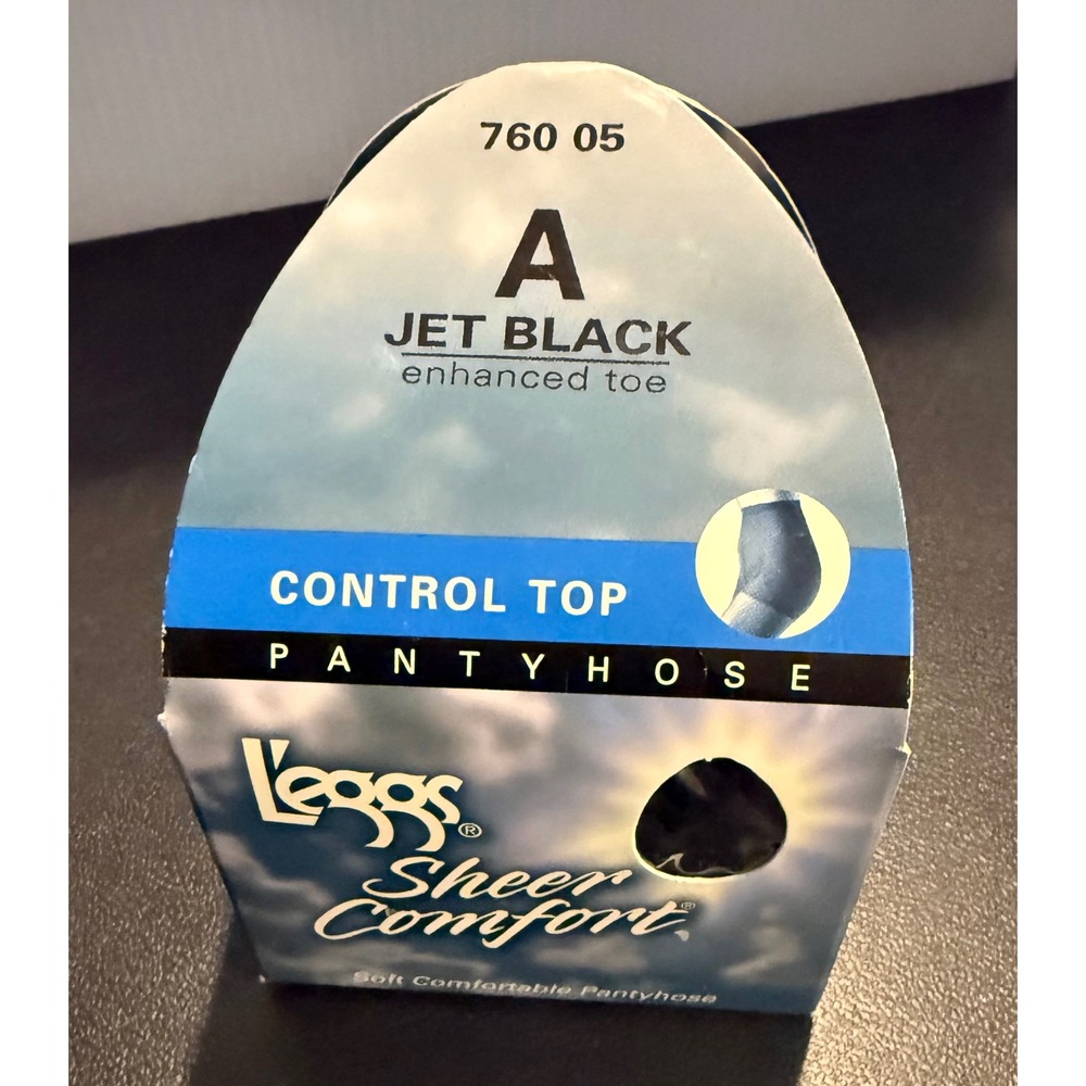 Leggs Womens Size A Pantyhose Jet Black Sheer Comfort Control Top NEW